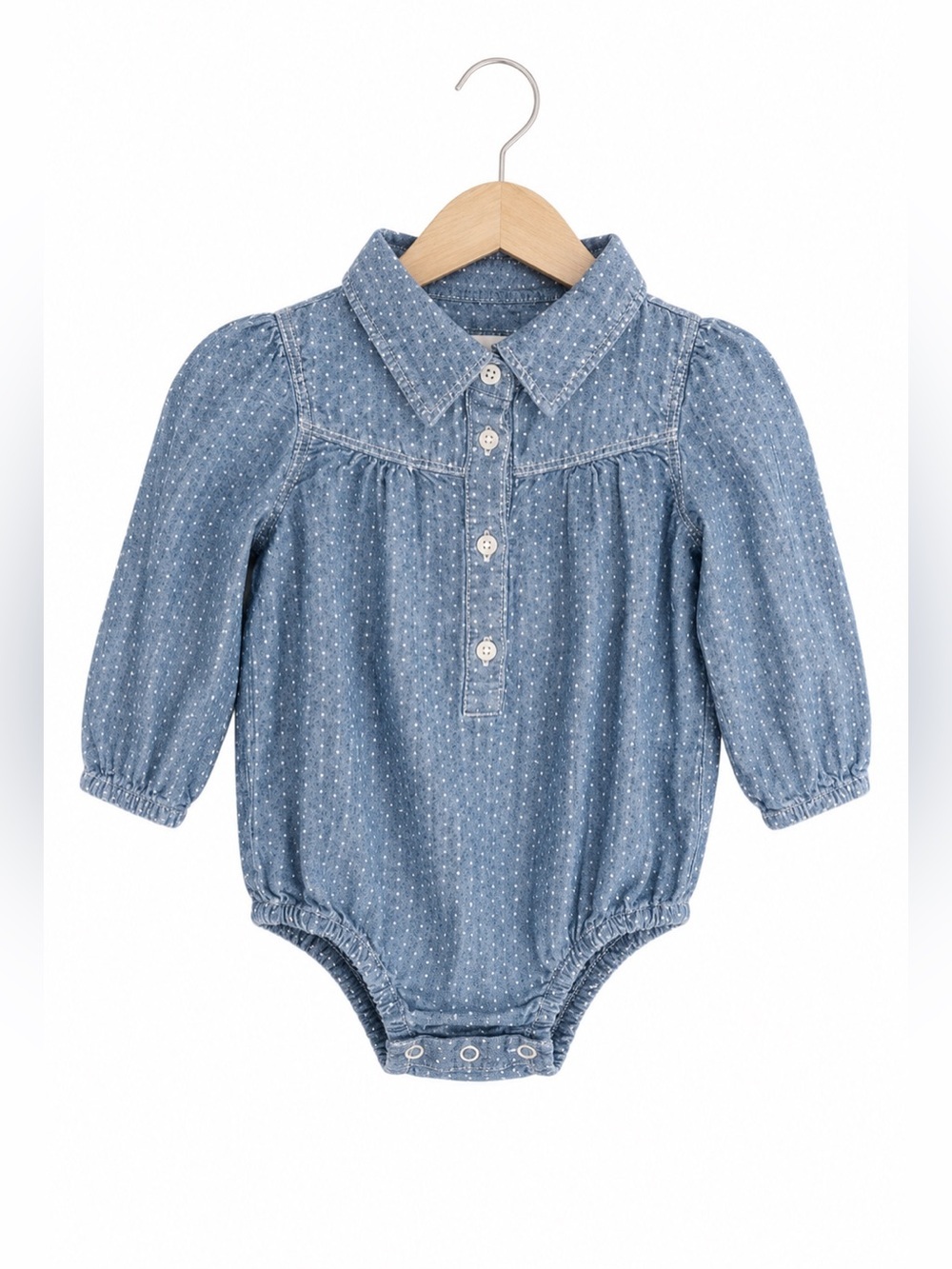 3/$25 GAP baby girl light blue chambray shirt 12-18m